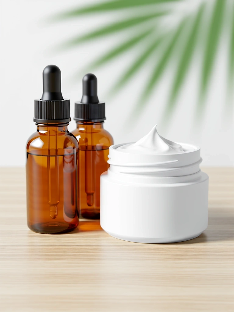 Curated wellness products on a wooden surface